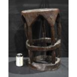 A carved hardwood Tribal stool 56 x 35 cm.