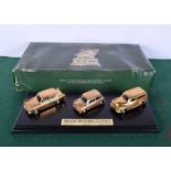 A limited edition 24 Ct -plated British motoring classics Ford Anglia, Austin 7,Morris Traveller