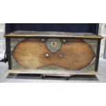 An 18th century wooden and copper bound Zanzibar chest 53 .5 x 134 x 56 cm .