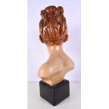 A vintage glazed plaster bust of a young female 44cm
