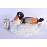 A VERY LARGE HUNGARIAN PORCELAIN FIGURE OF DUCKS. 36 cm x 22 cm.