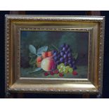 George Crisp (Active 1887 -1911) Oil on canvas still life fruit 23 x 33cm.