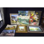 A collection of oils paintings still life, landscapes etc largest 51 x 60 cm. (8).