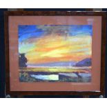 David Rylance British ( Born 1941 )Framed oil on board depicting a sunset 28 x 35 cm.