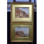 A pair of framed watercolours bearing a indistinct signature 23 x 31 cm. (2)
