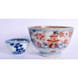 A 17TH/18TH CENTURY CHINESE DUTCH DECORATED PORCELAIN BOWL Kangxi, together with a Nanking cargo tea