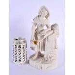 A 19TH CENTURY ENGLISH PARIAN WARE FIGURE OF A FEMALE modelled beside a well. 27 cm x 10 cm.