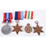 A WAR MEDAL 1939–1945 WITH AN ITALY STAR AND A 1939 – 1945 STAR TOGETHER WITH WW1 ON WAR SERVICE