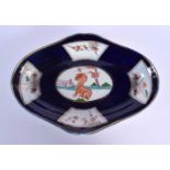 AN EARLY 19TH CENTURY ENGLISH PORCELAIN LOBED DISH painted with a beast. 28 cm x 18 cm.