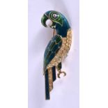 A VINTAGE ENAMELLED PARROT BROOCH. 16.2 grams. 6.5 cm x 2 cm.