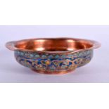 AN 18TH/19TH CENTURY MIDDLE EASTERN ENAMELLED TINNED COPPER CENSER decorated with foliage. 8.5 cm