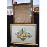 A framed Victorian sampler together with a needle feltwork picture largest 40 x 55 cm (2).