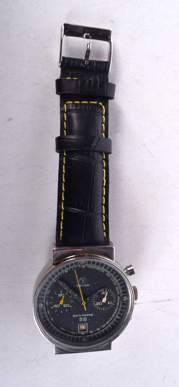 VINTAGE YEMA SOUS MARINE CHRONOGRAPH WITH DATE. Dial 4cm incl crown