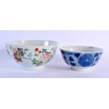 AN 18TH CENTURY CHINESE EXPORT FAMILLE ROSE BOWL Qianlong, together with a Qing dynasty blue and