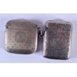 TWO ANTIQUE SILVER VESTA CASES. 52 grams. 5 cm x 3.5 cm. (2)