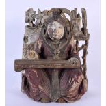 AN 18TH/19TH CENTURY JAPANESE KOREAN EDO PERIOD PAINTED WOOD FIGURE modelled as a seated female.