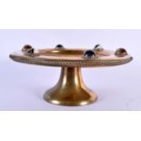 AN EARLY VICTORIAN BRONZE AND AGATE PEDESTAL TAZZA. 24 cm x 9 cm.