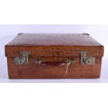 A LOVELY ANTIQUE DREW & SONS OF LONDON CROCODILE SKIN SUITCASE. 46 cm x 30 cm.