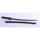 A 19TH CENTURY JAPANESE MEIJI PERIOD BLACK LACQUERED SAMURAI SWORD with gilt iron fittings and