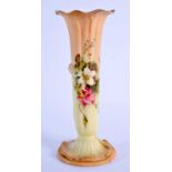 A ROYAL WORCESTER BLUSH IVORY PORCELAIN VASE. 19 cm high.