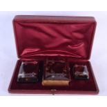 A LOVELY CASED LATE VICTORIAN SILVER MOUNTED TORTOISESHELL SET comprising of two purses and a