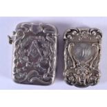 TWO ANTIQUE CONTINENTAL SILVER VESTA CASES. 58.3 grams. 6 cm x 4.5 cm. (2)