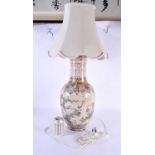 A LARGE 19TH CENTURY JAPANESE MEIJI PERIOD SATSUMA COUNTRY HOUSE LAMP painted with fowl in