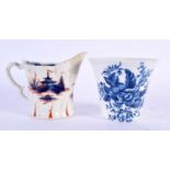 AN UNUSUAL 18TH CENTURY WORCESTER DOLLS HOUSE PORCELAIN CREAM JUG together with a similar blue and