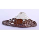 AN UNUSUAL 19TH CENTURY JAPANESE MEIJI PERIOD STONEWARE SCHOLARS OBJECT formed as Mt Fuji. 11 cm x 4