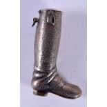 A 1920S STERLING SILVER RIDING BOOT VESTA CASE. 6.5 cm x 2.5 cm.