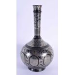 A FINE 19TH CENTURY MIDDLE EASTERN SILVER INLAID BIDRI WARE VASE of bulbous form, decorated with