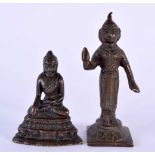 AN 18TH/19TH CENTURY INDIAN TIBETAN BRONZE FIGURE OF A BUDDHA together with another similar standing