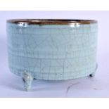 A VERY RARE CHINESE GREY BLUE GLAZED CRACKLE GLAZED RU WARE CENSER probably 12th/13th Century, of