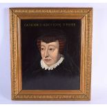 European School (20th Century) Oil on card, Portrait of Catherine Medicis. 38 cm x 32 cm.