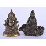 A 19TH CENTURY CHINESE TIBETAN BRONZE FIGURE OF A BUDDHA together with another bronze figure of a