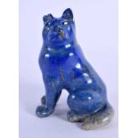 AN EARLY 20TH CENTURY CHINESE CARVED LAPIS LAZULI FIGURE OF A WOLF Late Qing/Republic. 10 cm x 5