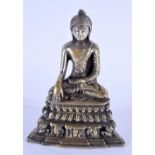 A 19TH CENTURY TIBETAN INDIAN BRONZE FIGURE OF A BUDDHA modelled upon a base embellished in