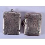 TWO ANTIQUE SILVER VESTA CASES. 48 grams. 5 cm x 3.5 cm. (2)