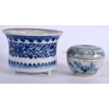 AN 18TH/19TH CENTURY CHINESE BLUE AND WHITE PORCELAIN PLANTER together with a Ming box and cover.
