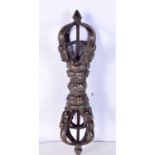 A Tibetan bronze ritual sceptre. 24 cm long.