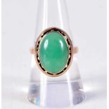 A CHINESE 14CT GOLD AND JADEITE RING. O. 5.9 grams.