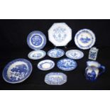 A collection of English and French blue and white porcelain, Royal Doulton, Anchor, Wedgewood Willow