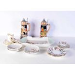 A miscellaneous collection of ceramics including two German musical tankards, Royal Doulton '
