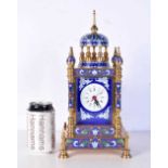 A brass and Cloisonne enamelled mantle clock 33 cm.