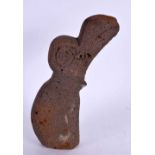 AN EASTER ISLANDS TRIBAL CARVED VOLCANIC STONE BIRD. 19 cm high.