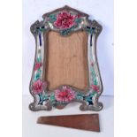 A LARGE EDWARDIAN SILVER AND ENAMEL PHOTOGRAPH FRAME. Birmingham 1904. 35 cm x 24.5 cm.