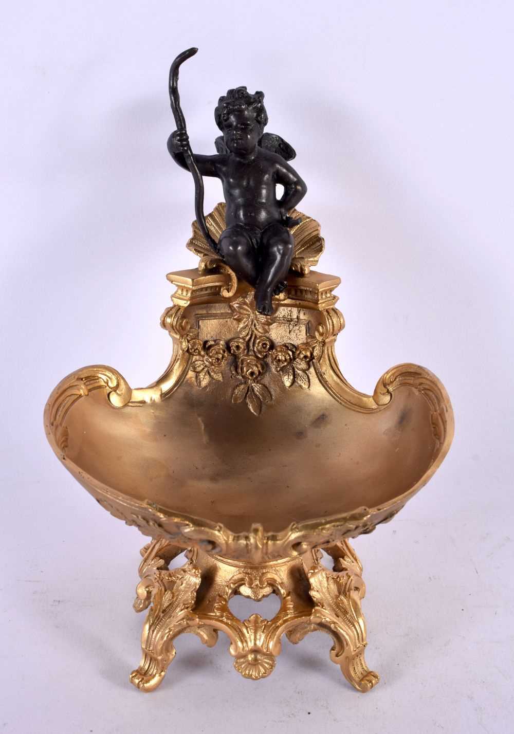 A CONTEMPORARY BRONZE CHERUB SALT. 17 cm x 12 cm.