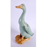 AN EARLY 20TH CENTURY CHINESE CELADON FIGURE OF A DUCK Late Qing/Republic. 21 cm high.