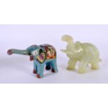 AN EARLY 20TH CENTURY CHINESE CLOISONNE ENAMEL ELEPHANT Late Qing/Republic, together with a jade