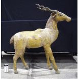 A large Indian carved wood Blackbuck Antelope 96 x 84 cm.